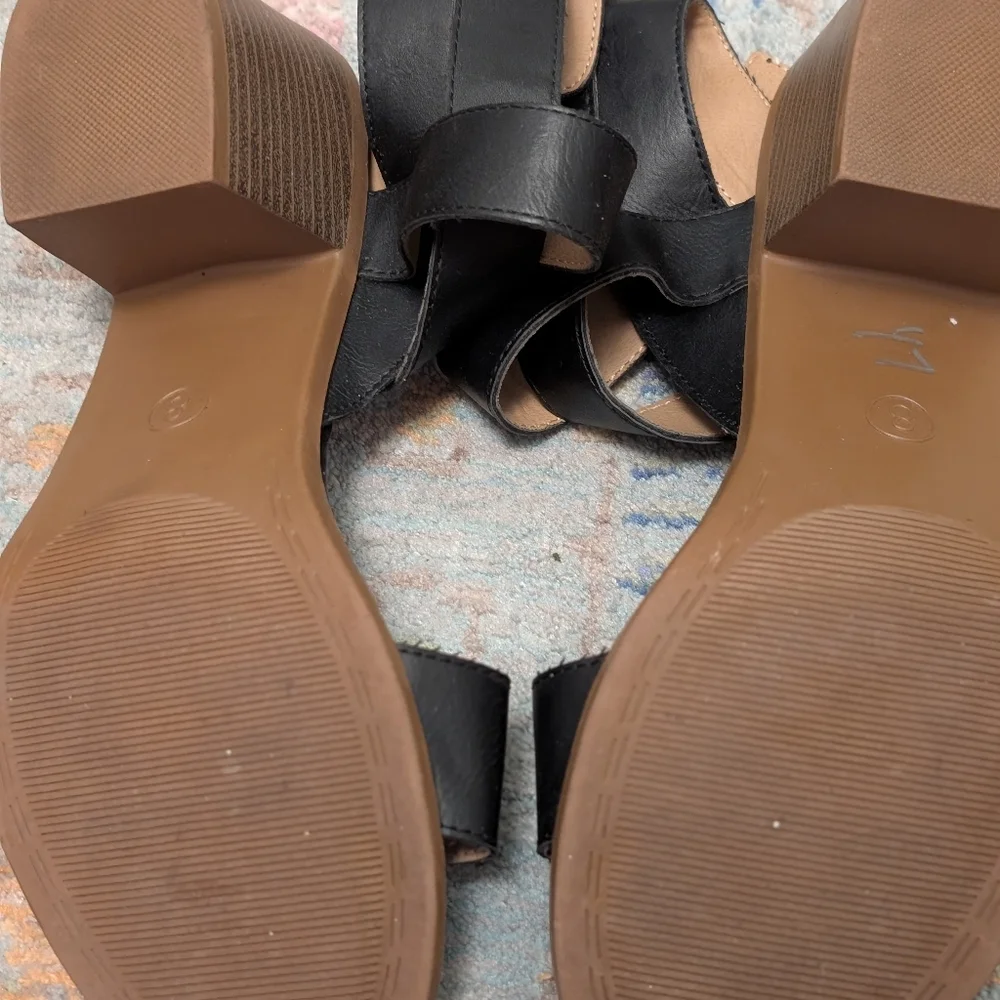 Merina Black Strappy Heels - Picture 7 of 7